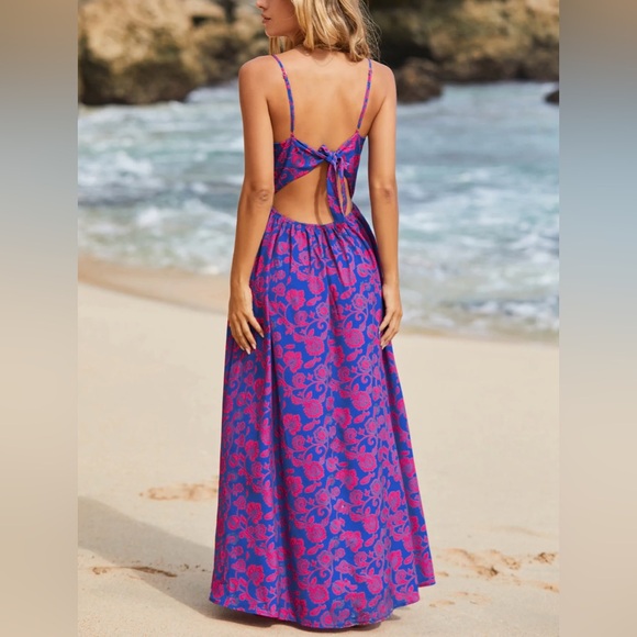 Cupshe Floral Print Knotted V-Neck Maxi Dress - Picture 2 of 11